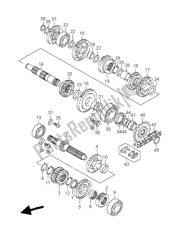 All parts for the Transmission of the Suzuki RM 125 2007