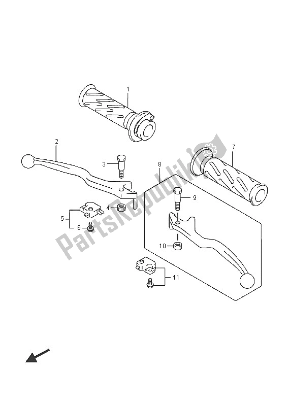 All parts for the Handle Lever (an400) of the Suzuki Burgman AN 400 ZZA 2016