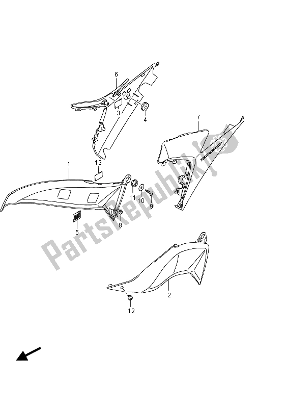 Todas las partes para Cubierta Lateral Inferior de Suzuki GSX R 1000 2015