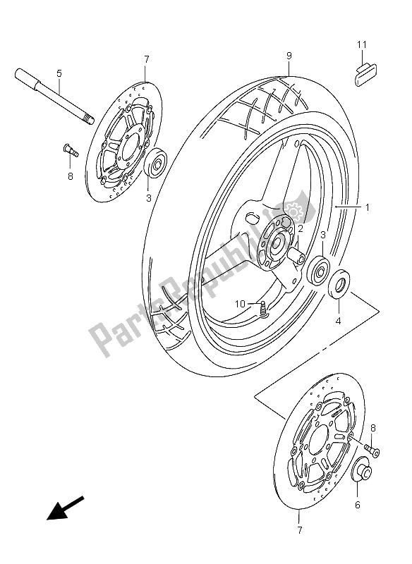 Tutte le parti per il Ruota Anteriore del Suzuki GSX 600F 2006