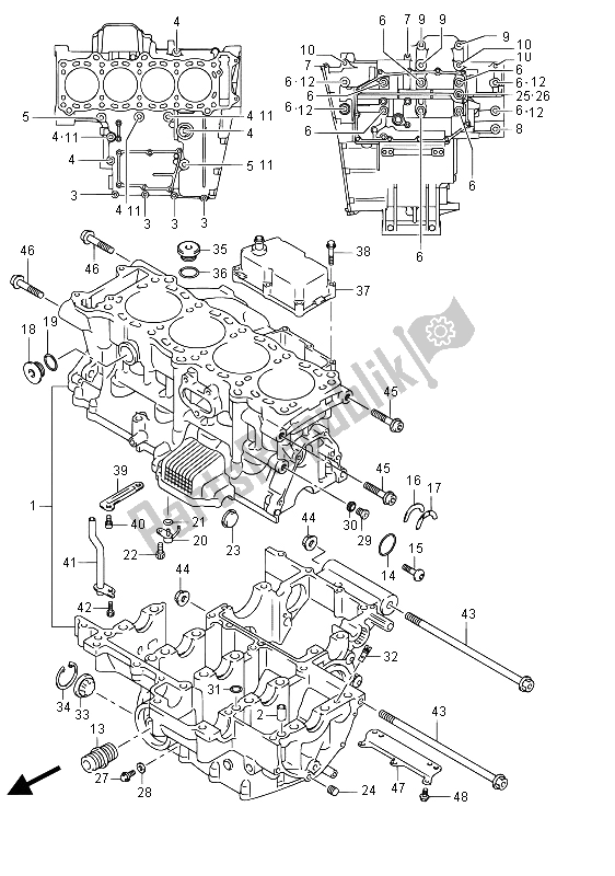 All parts for the Crankcase of the Suzuki GSX R 1000 2015