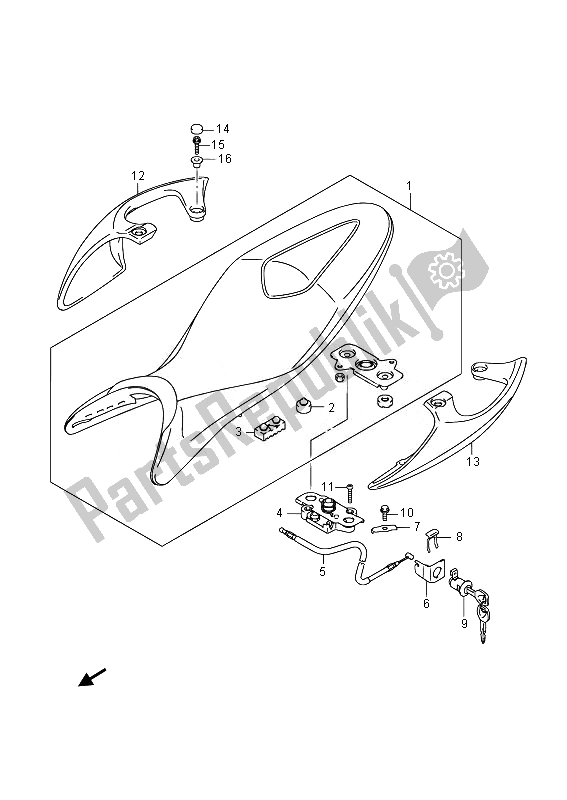 Alle onderdelen voor de Stoel van de Suzuki SFV 650A Gladius 2014