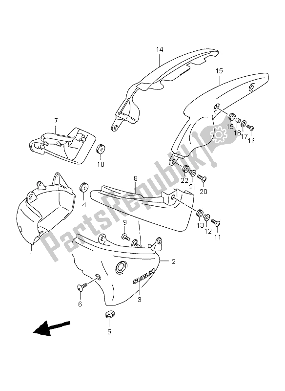 Tutte le parti per il Copertura Del Telaio del Suzuki VL 125 Intruder 2000