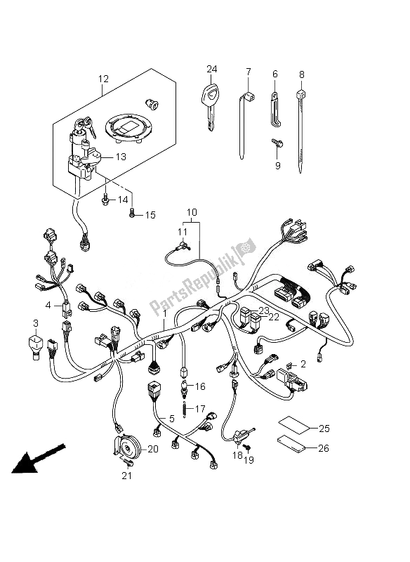 All parts for the Wiring Harness (gsx650f-fu) of the Suzuki GSX 650 FA 2010