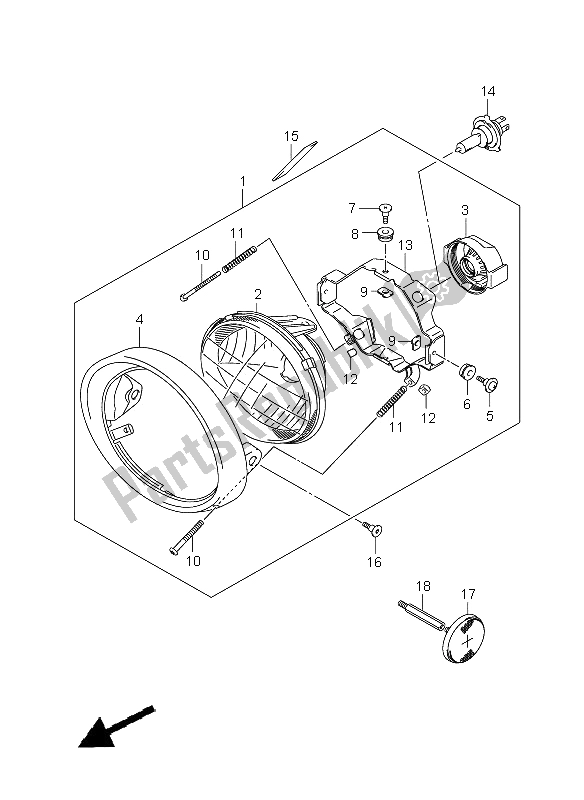 All parts for the Headlamp Assy (e24) of the Suzuki VZ 800 Marauder 2005
