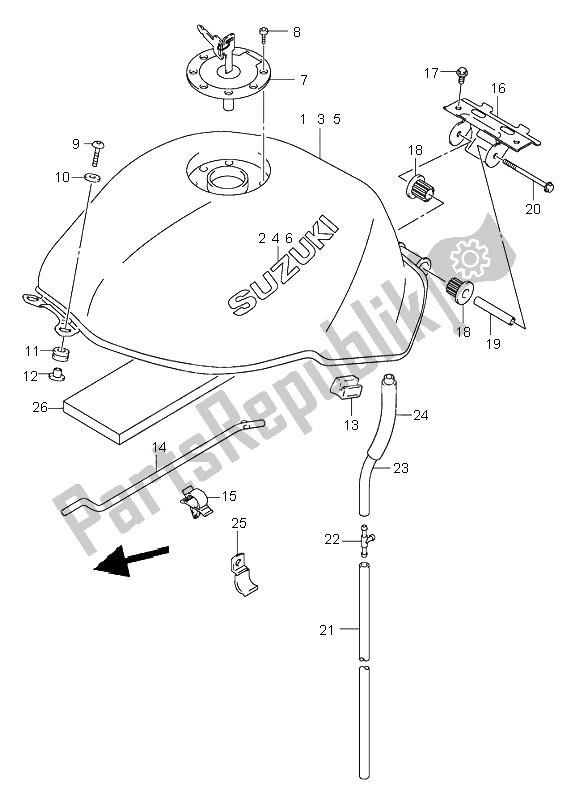 Alle onderdelen voor de Benzinetank van de Suzuki SV 650 NS 1999