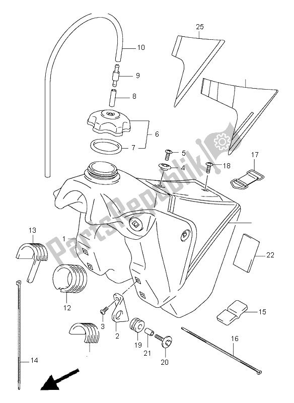 All parts for the Fuel Tank of the Suzuki RM 125 2003