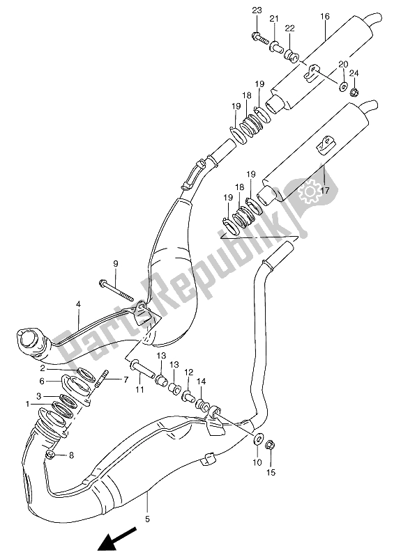 Alle onderdelen voor de Geluiddemper van de Suzuki RGV 250 1992