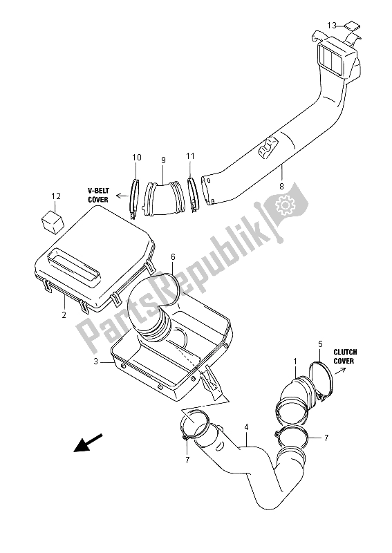 All parts for the Belt Cooling Duct of the Suzuki LT A 400 FZ Kingquad ASI 4X4 2015