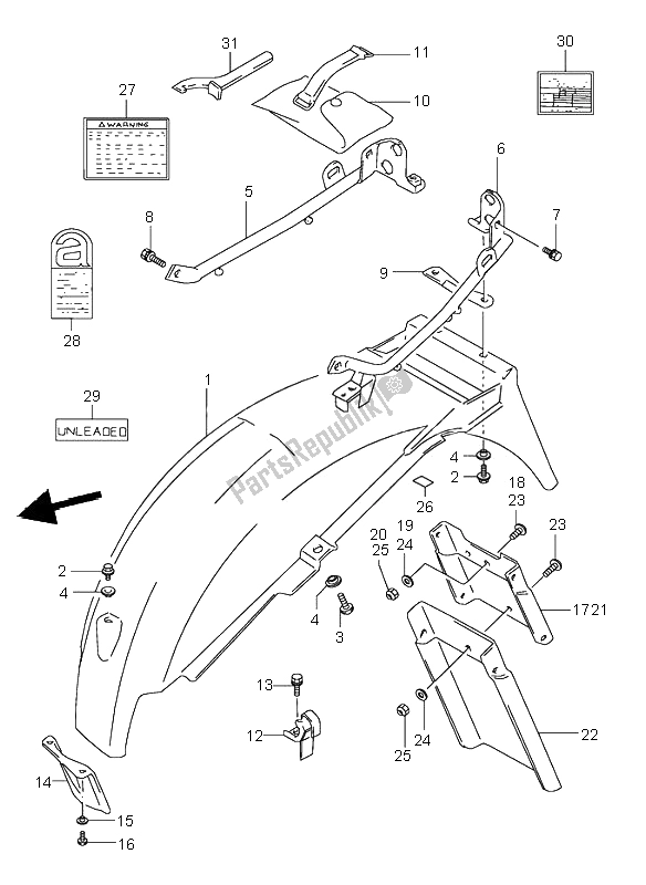 Todas las partes para Guardabarros Trasero de Suzuki GS 500E 1995