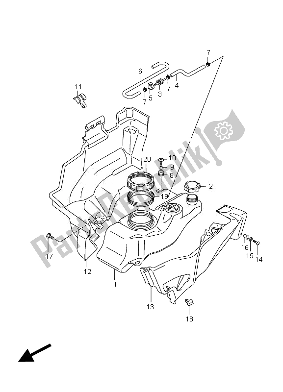 All parts for the Fuel Tank of the Suzuki LT A 450 XZ Kingquad 4X4 2010