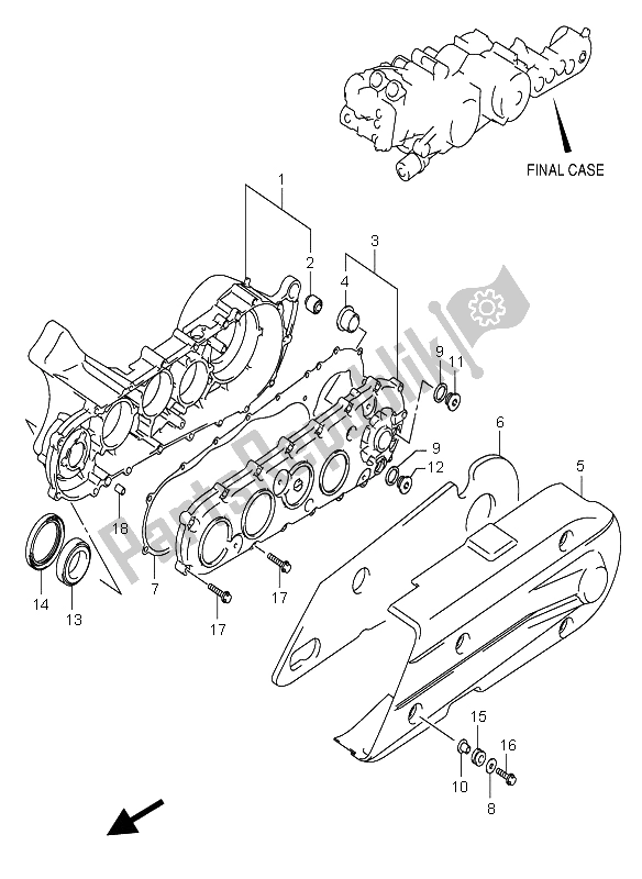 All parts for the Case Final (an650) of the Suzuki AN 650A Burgman Executive 2005