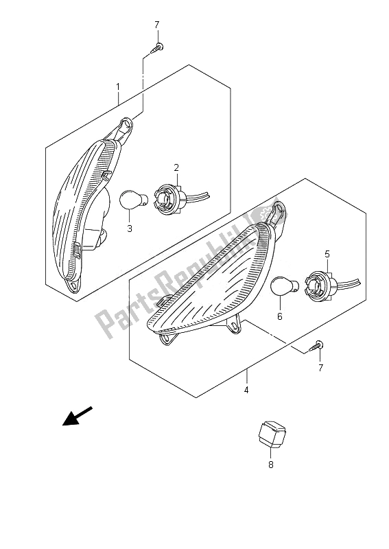 All parts for the Front Turnsignal Lamp of the Suzuki UX 150 Sixteen 2010