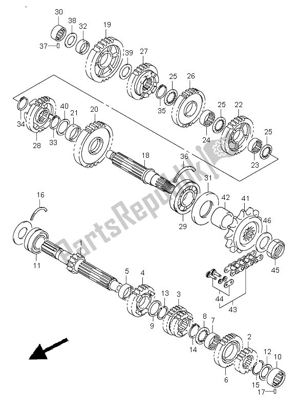 All parts for the Transmission of the Suzuki GSX R 750 2002