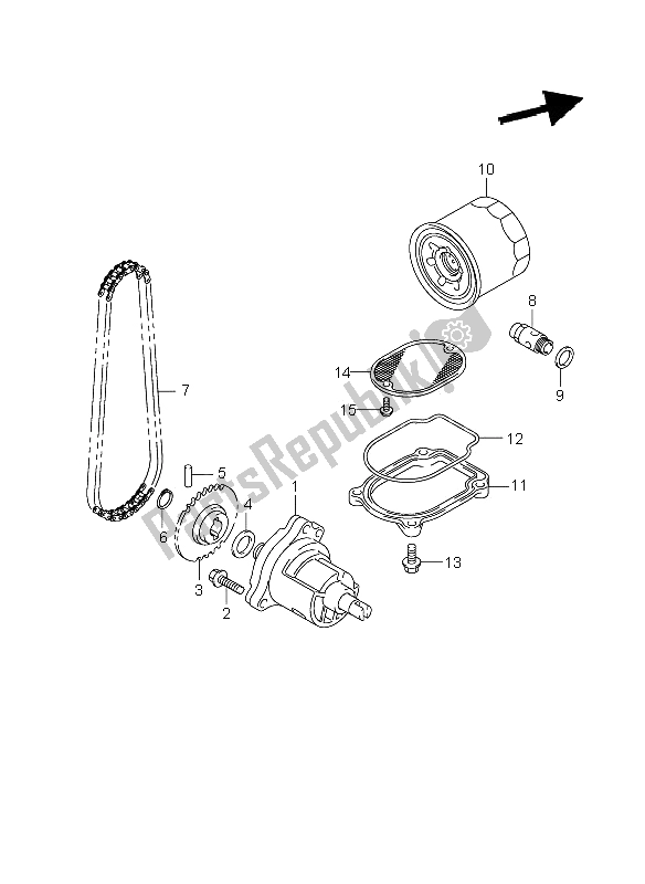 All parts for the Oil Pump of the Suzuki VZ 800 Marauder 2005