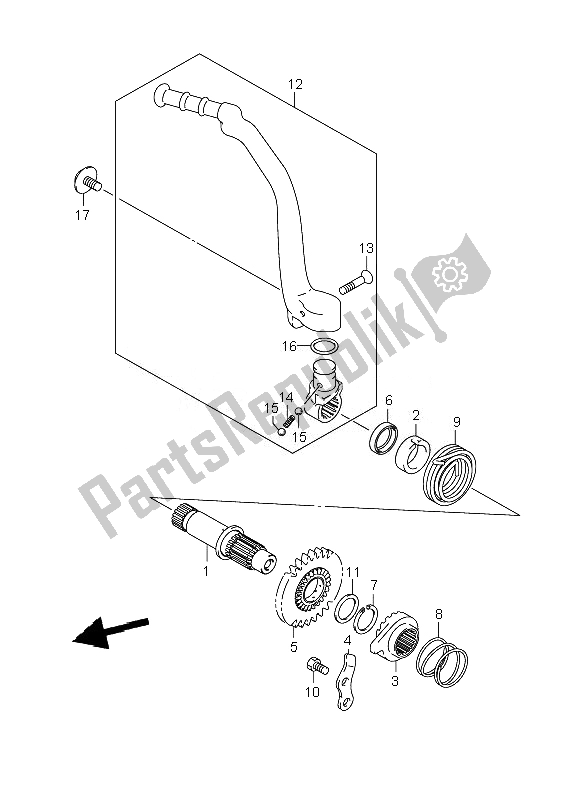 All parts for the Kick Starter of the Suzuki RM 250 2007