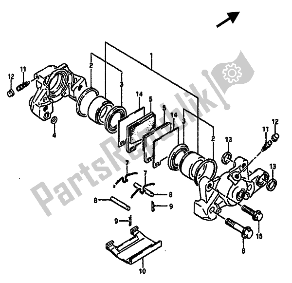 All parts for the Rear Caliper of the Suzuki GSX R 750 1985