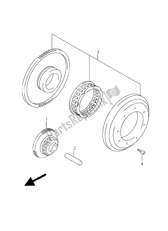 All parts for the Starter Clutch of the Suzuki SV 650 SA 2010