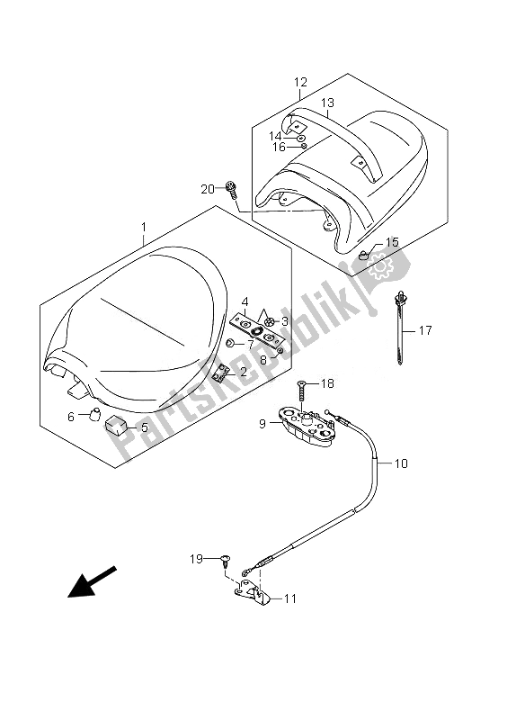 All parts for the Seat of the Suzuki VZ 800 Intruder 2010