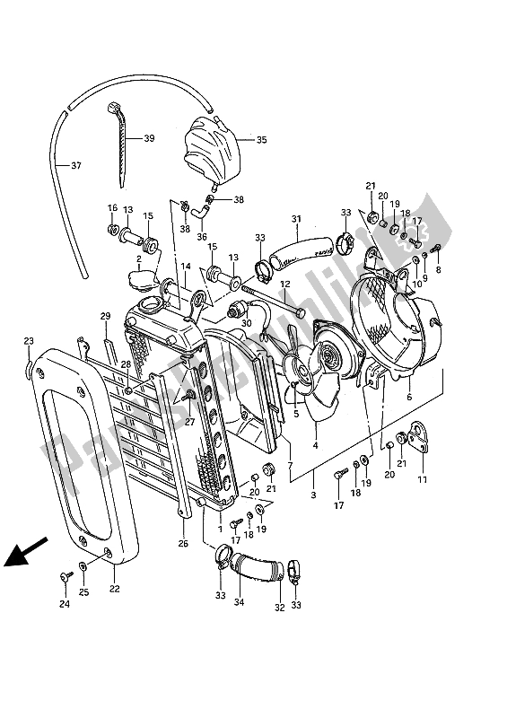 All parts for the Radiator of the Suzuki VS 750 FP Intruder 1988