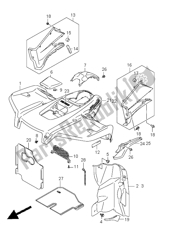 All parts for the Front Fender (lt-a750xp P24) of the Suzuki LT A 750 XPZ Kingquad AXI 4X4 2012