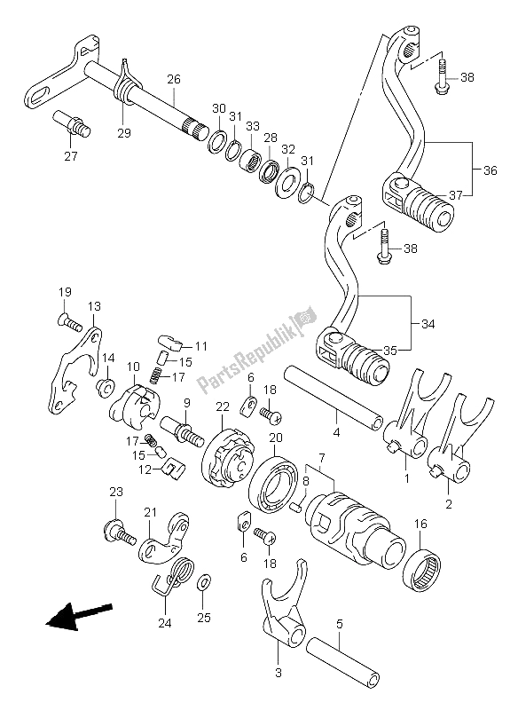 Toutes les pièces pour le Changement De Vitesse (e1) du Suzuki DR Z 400E 2004