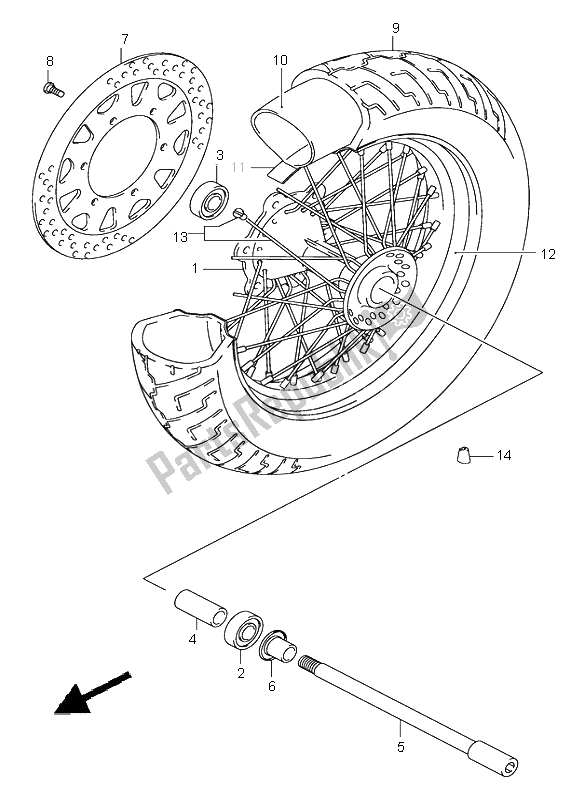 All parts for the Front Wheel of the Suzuki VL 800Z Volusia 2005