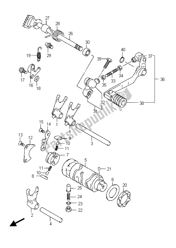 Alle onderdelen voor de Schakelen van de Suzuki DR Z 125 SW LW 2015