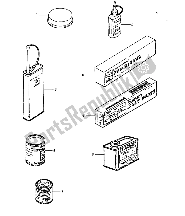 Todas las partes para Opcional (pintura, Lubricación, Selladores) de Suzuki GV 1400 Gdgc 1987
