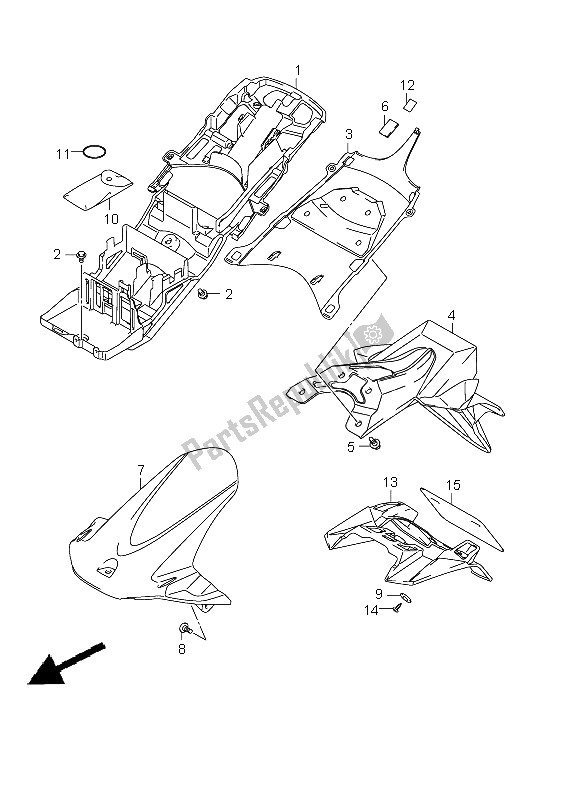 All parts for the Rear Fender (gsx-r750 E24) of the Suzuki GSX R 750 2011