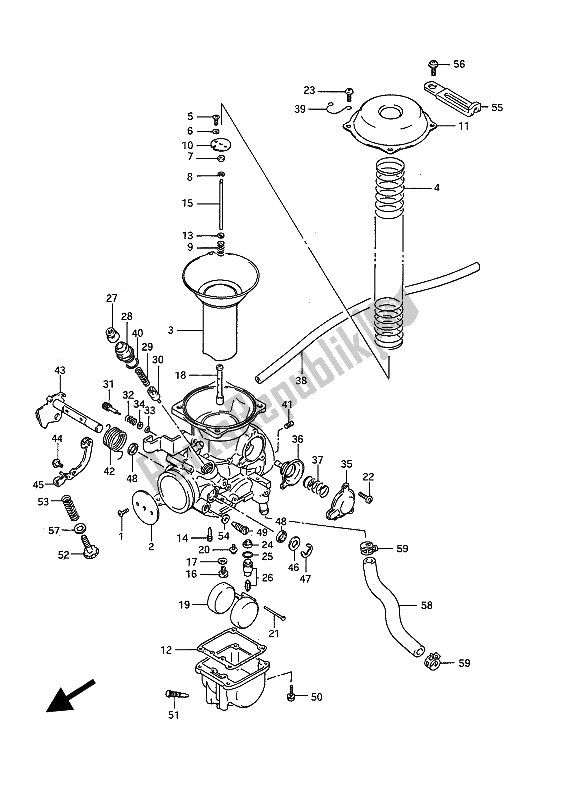 Toutes les pièces pour le Carburateur (arrière) du Suzuki VS 750 Glfpefep Intruder 1987