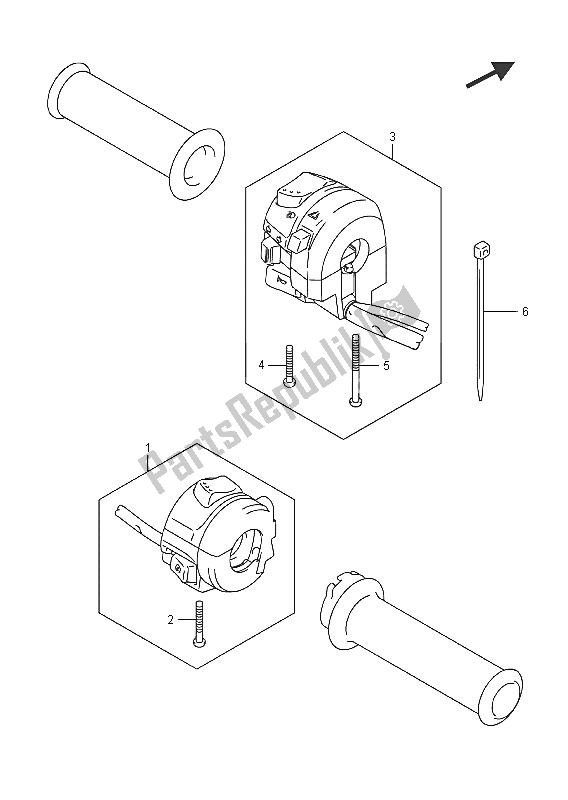 Alle onderdelen voor de Handvat Schakelaar van de Suzuki GSX 1250 FA 2016