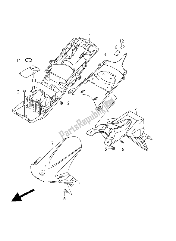 All parts for the Rear Fender (gsx-r750 E21) of the Suzuki GSX R 750 2011