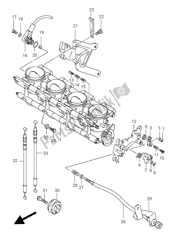 All parts for the Throttle Body of the Suzuki GSX R 750 2000