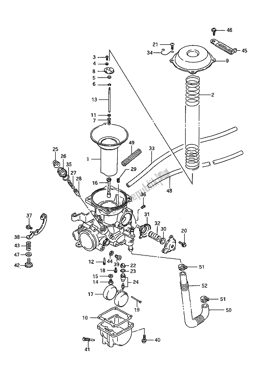 Alle onderdelen voor de Carburateur (achter) van de Suzuki VS 1400 Glpf Intruder 1992