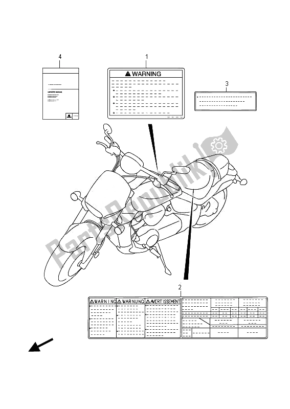 Todas las partes para Etiqueta (vzr1800 E02) de Suzuki VZR 1800 M Intruder 2014