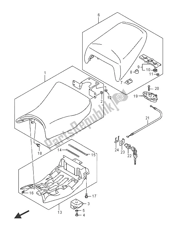 Todas las partes para Asiento de Suzuki GSX 1250 FA 2016