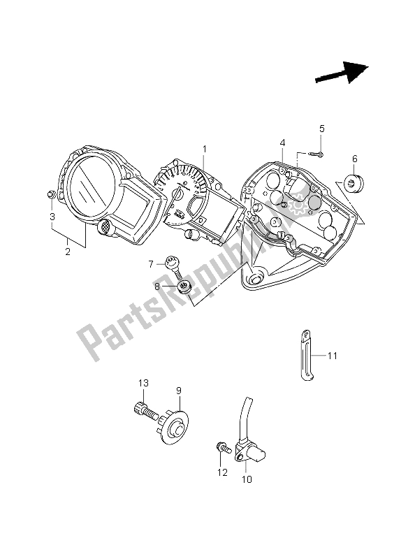 All parts for the Speedometer of the Suzuki GSX R 1000 2005