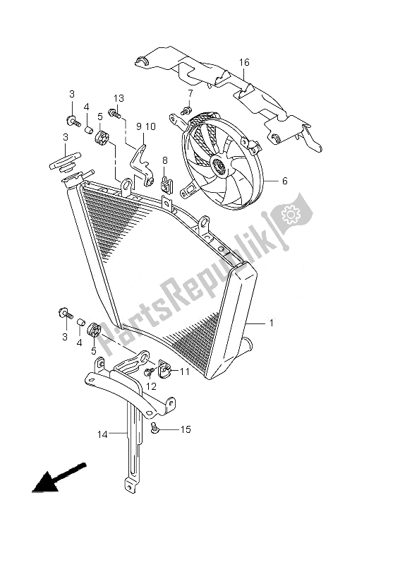 All parts for the Radiator of the Suzuki GSX R 1000Z 2010