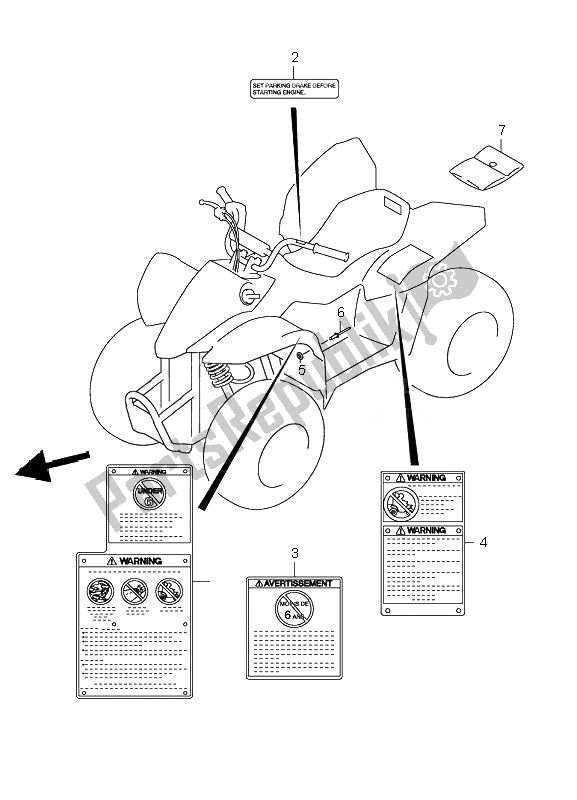 All parts for the Label of the Suzuki LT Z 50 4T Quadsport 2010