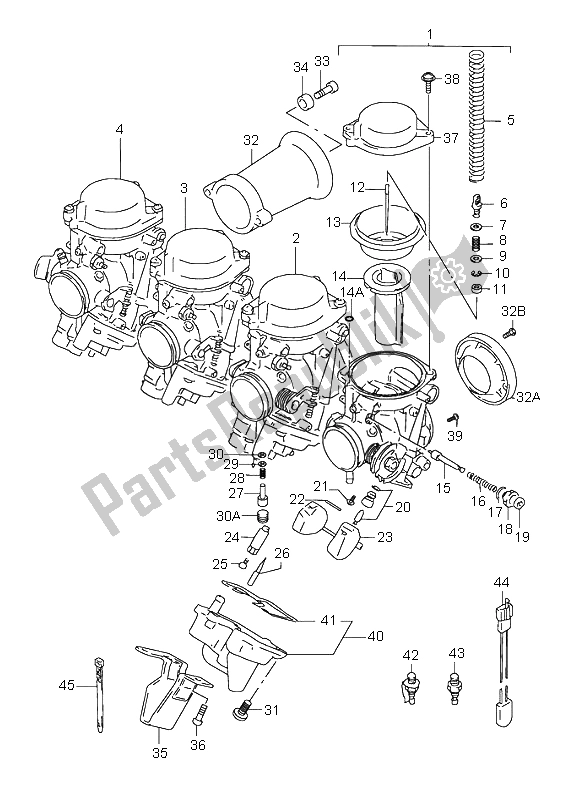 All parts for the Carburetor of the Suzuki GSX R 600 1999