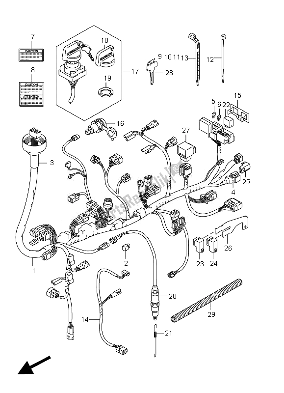 Tutte le parti per il Cablaggio Elettrico del Suzuki LT A 450X Kingquad 4X4 2007