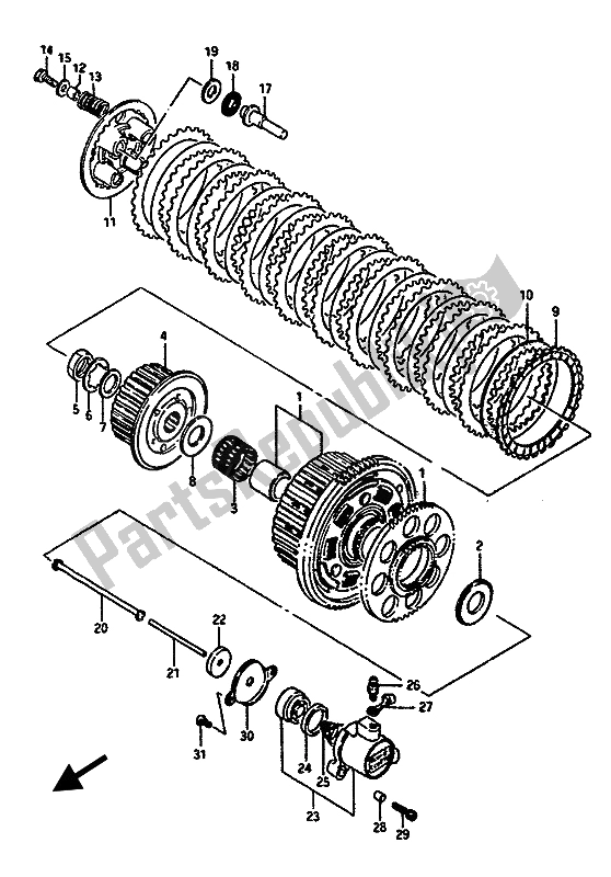 Toutes les pièces pour le Embrayage du Suzuki GSX R 1100 1988