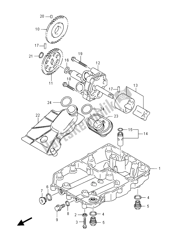 All parts for the Oil Pan & Oil Pump of the Suzuki VZR 1800 M Intruder 2014