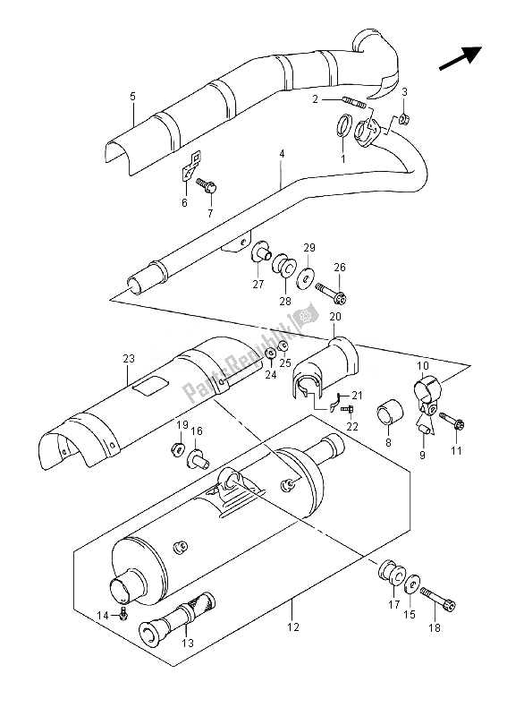 All parts for the Muffler (lt-f400fz) of the Suzuki LT F 400 FZ Kingquad FSI 4X4 2014