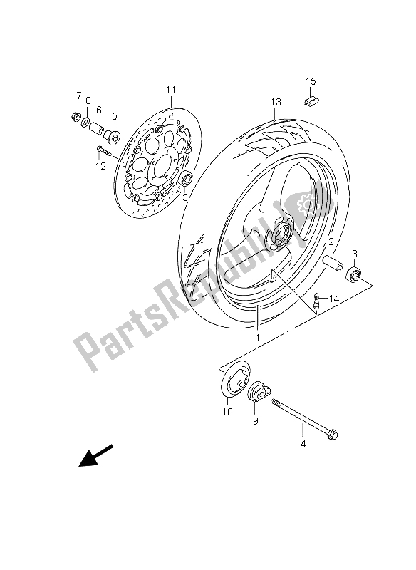 Tutte le parti per il Ruota Anteriore del Suzuki GS 500 EF 2004