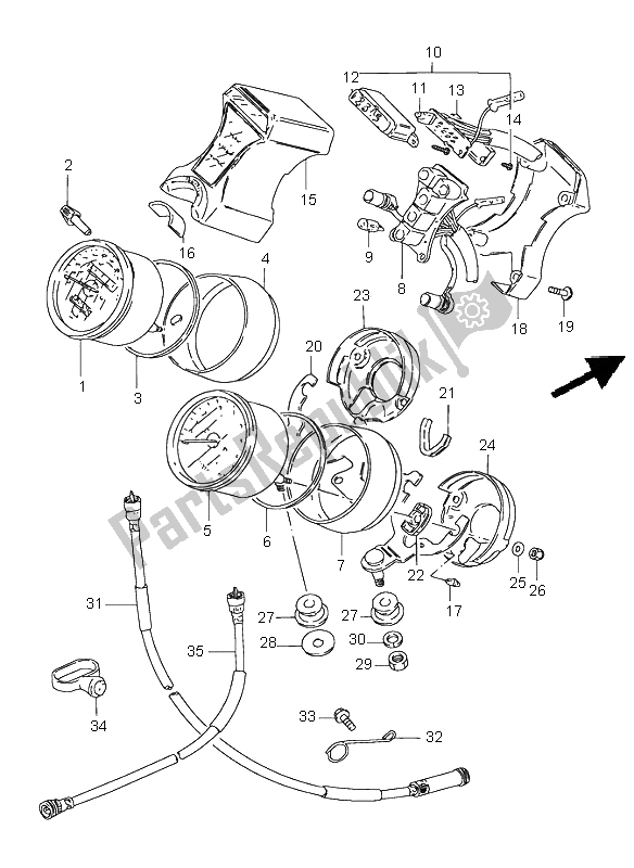 Alle onderdelen voor de Snelheidsmeter En Toerenteller van de Suzuki GN 250E 1998