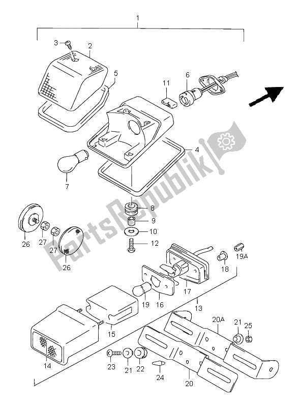 Tutte le parti per il Lampada Di Coda del Suzuki DR 650 SE 2000