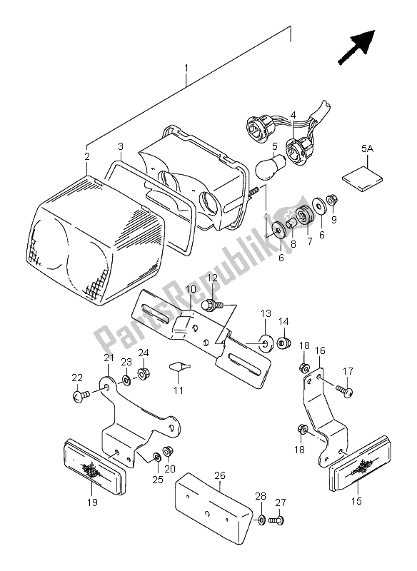 All parts for the Rear Combination Lamp of the Suzuki GS 500E 1995