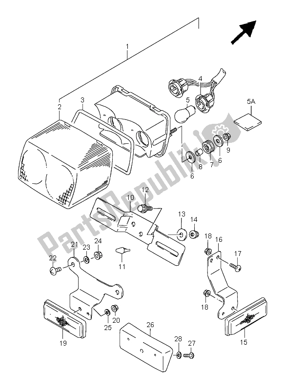 All parts for the Rear Combination Lamp of the Suzuki GS 500E 1995